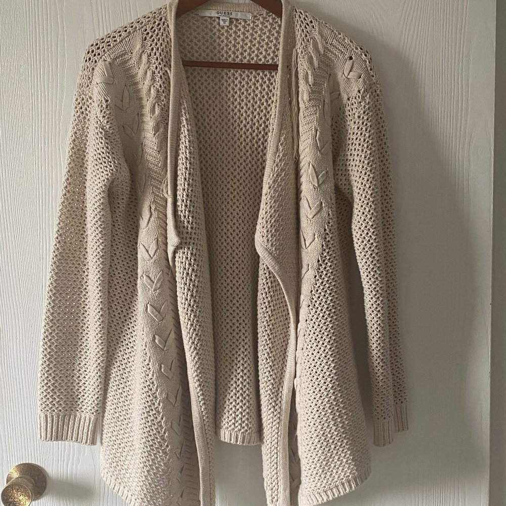 Oversized Guess Fringed Knit Sweater